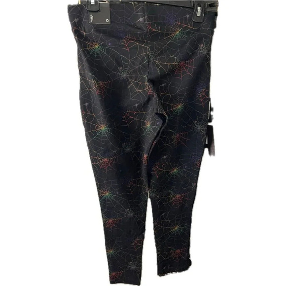 Torrid 0 Black Rainbow Spider Web Print Flat Elastic Waistband Cotton Leggings - Picture 2 of 4